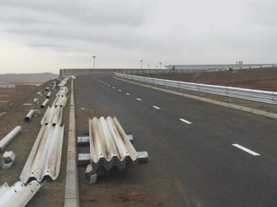 Guardrail Beam and Post Driver for Airport Highway Project